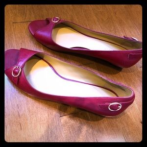 Nine West s9 Red Leather Wedges (Never worn)